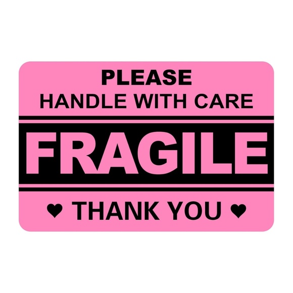Other - 10 PCS Pink/Black Fragile Stickers
